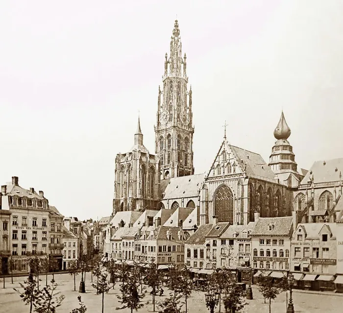 Framed Print : Antwerp Cathedral, Victorian period Framed Print : Antwerp Cathedral, Victorian period