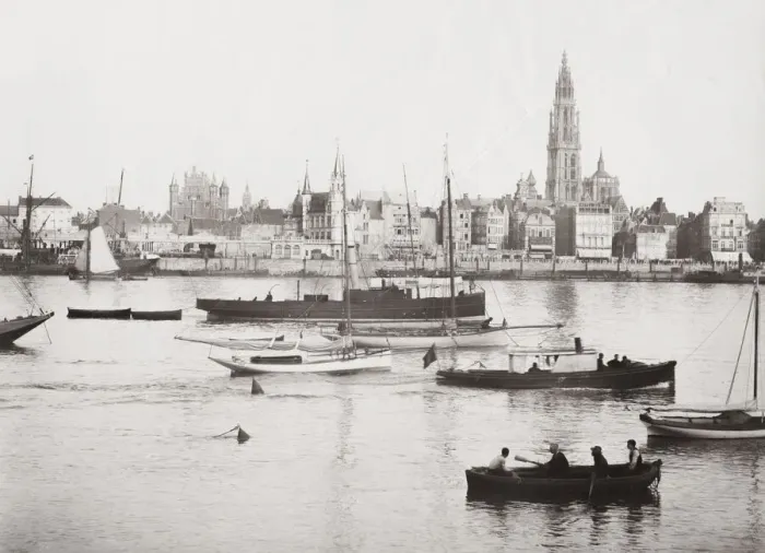 Framed Print : Anvers, Antwerp, Belgium, the city from the river Framed Print : Anvers, Antwerp, Belgium, the city from the river