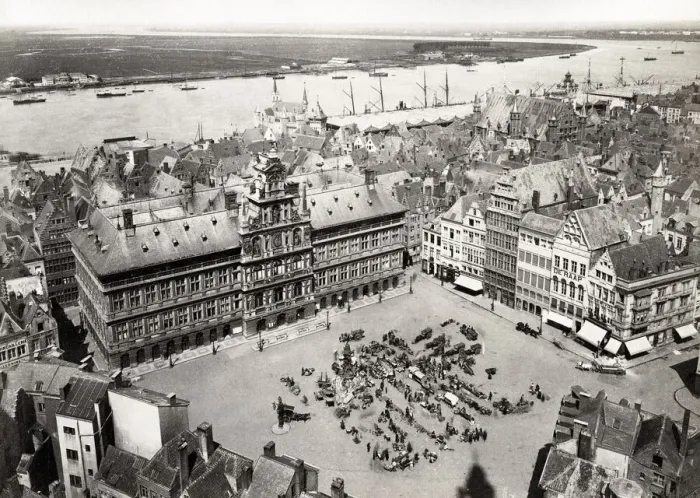 Framed Print : Anvers Antwerp Belgium - Hotel de Ville view river Schelt Framed Print : Anvers Antwerp Belgium - Hotel de Ville view river Schelt