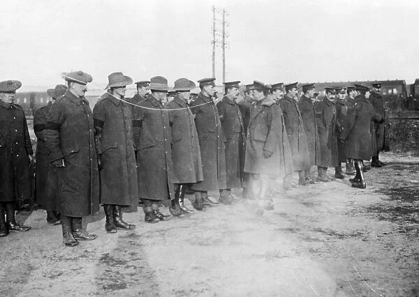 APM inspecting men, Western Front, France, WW1
