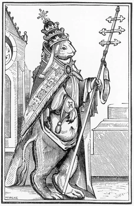 Framed Print : He appeared thus after his death to the historian Platina, explaining that because he lived like a beast during his lifetime, he did so still, being dead Date: reigned 1034 - 1045 Framed Print : He appeared thus after his death to the historian Platina, explaining that because he lived like a beast during his lifetime, he did so still, being dead Date: reigned 1034 - 1045