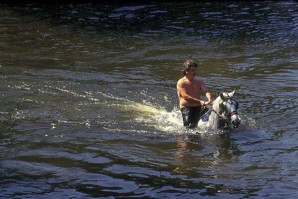 Appleby Horse Fair - rider in River Eden