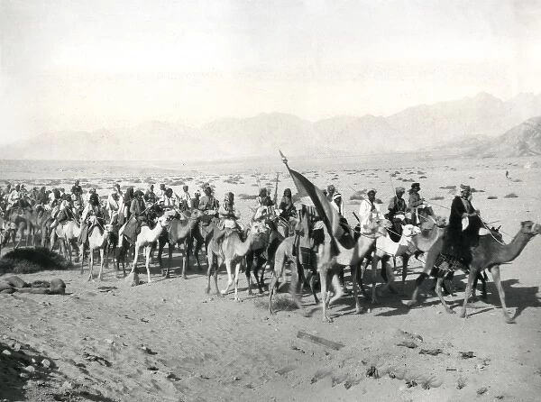 Arab patrol flying the Sherifian Flag, Middle East, WW1