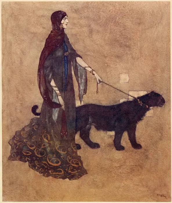Framed Print : The Arabian Nights, illustration by Edmund Dulac. The Story of the King of the Ebony Isles. The Queen of the Ebony Isles. Date: 1907 Framed Print : The Arabian Nights, illustration by Edmund Dulac. The Story of the King of the Ebony Isles. The Queen of the Ebony Isles. Date: 1907