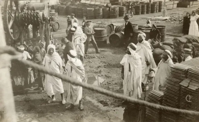 Framed Print : Arabs and others with oil barrels Framed Print : Arabs and others with oil barrels