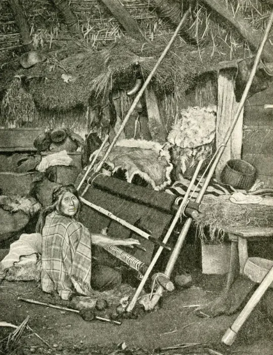 Framed Print : Araucanian woman weaving, Chile, South America Framed Print : Araucanian woman weaving, Chile, South America