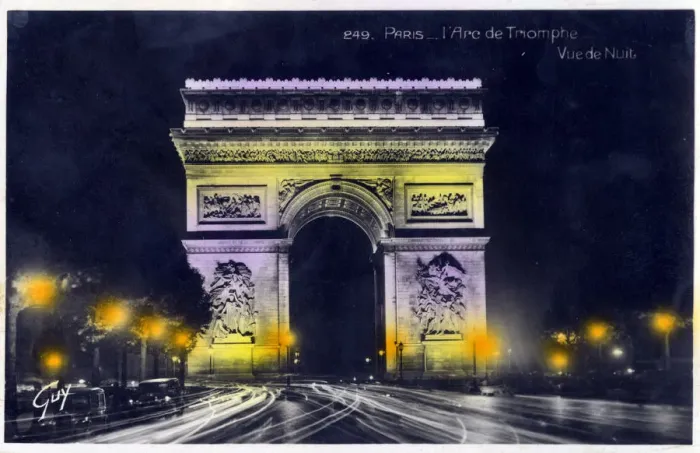 Framed Print : The Arc de Triomphe, Paris, France - photographed at night. Date: circa 1930s Framed Print : The Arc de Triomphe, Paris, France - photographed at night. Date: circa 1930s