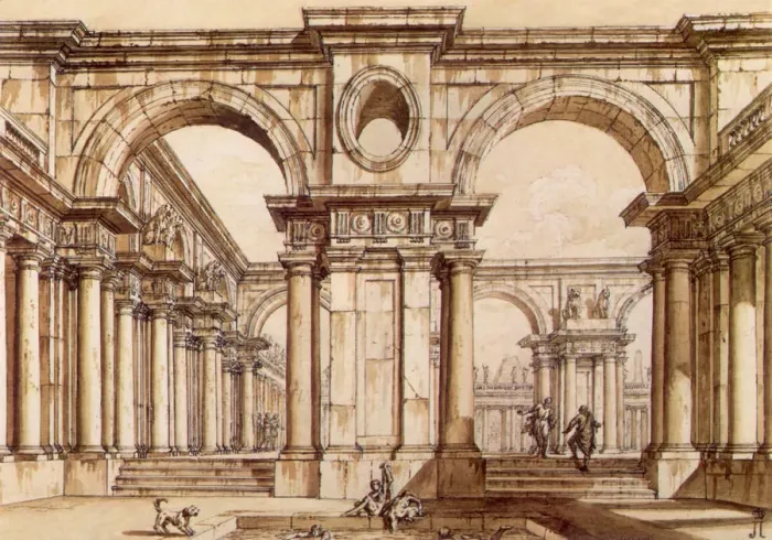 Framed Print : Arcade and Roman Bath Date: 1746 Framed Print : Arcade and Roman Bath Date: 1746