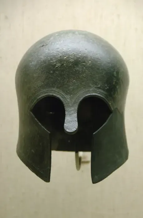 Framed Print : Archaic bronze helmet. Corinthian type. 700-675 B. C. Greece Framed Print : Archaic bronze helmet. Corinthian type. 700-675 B. C. Greece
