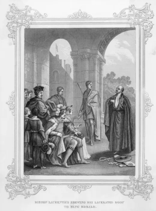 Framed Print : Archbishop Laurence converts Eadbald Framed Print : Archbishop Laurence converts Eadbald