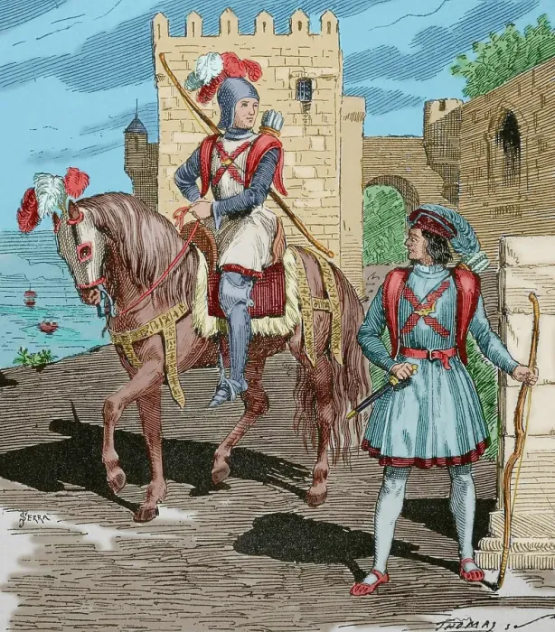 Framed Print : The Archers of Burgundy. Engraving by Serra Framed Print : The Archers of Burgundy. Engraving by Serra