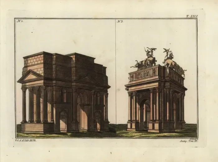 Framed Print : Arches of Triumph of Gauis Marius and of Domitian Framed Print : Arches of Triumph of Gauis Marius and of Domitian