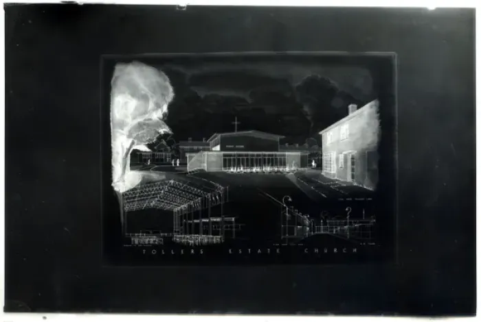 Framed Print : Architects Drawing Negative - Plans for Christ Church Framed Print : Architects Drawing Negative - Plans for Christ Church