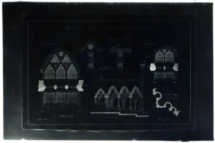 Framed Print : Architects Drawing - Plans for St John the Evangelist Churc Framed Print : Architects Drawing - Plans for St John the Evangelist Churc
