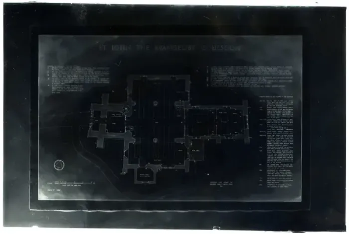 Framed Print : Architects Drawing - Plans for St John the Evangelist Churc Framed Print : Architects Drawing - Plans for St John the Evangelist Churc