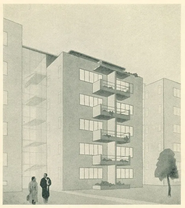 Framed Print : Architectural Drawing, Residential Flats Framed Print : Architectural Drawing, Residential Flats