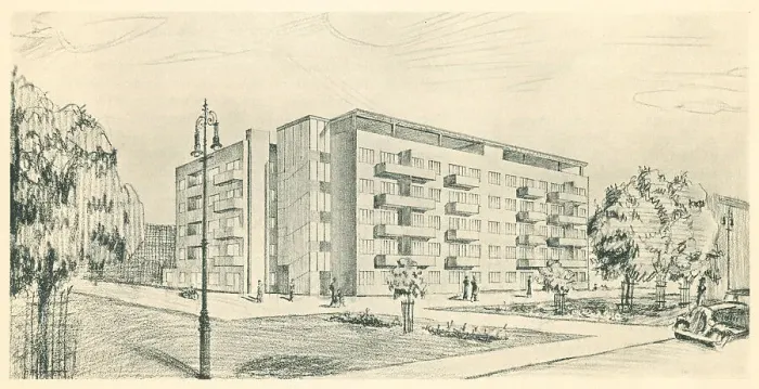 Framed Print : Architectural Drawing, Residential Flats Framed Print : Architectural Drawing, Residential Flats