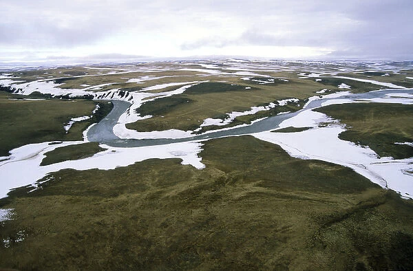 Arctic tundra - aerial view from a helicopter