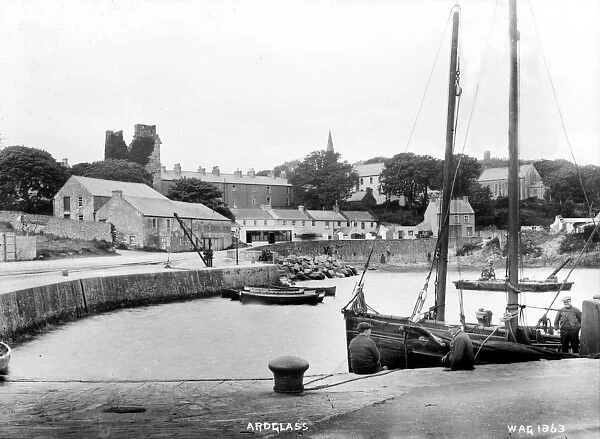 Ardglass - a view from the pier with boat in the foreground to the town beyond