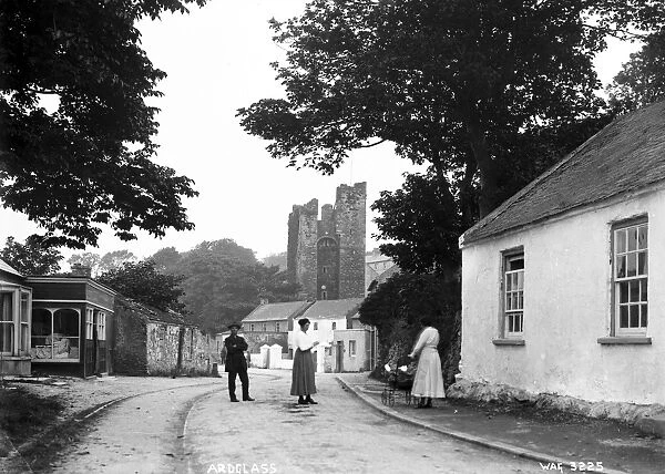 Ardglass - a view on the Main road looking towards the Castle with three