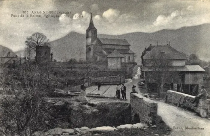 Framed Print : Argentine, France - Pont de La Balme & Church Framed Print : Argentine, France - Pont de La Balme & Church