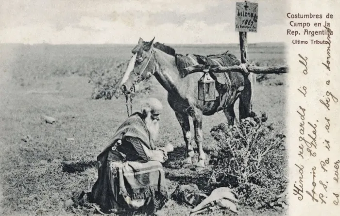 Framed Print : Argentinian traveller paying respects at grave of a gaucho Framed Print : Argentinian traveller paying respects at grave of a gaucho