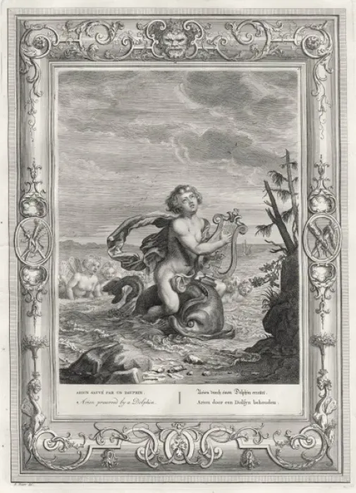 Framed Print : ARION. Arion, a Greek poet and musician, is thrown into the sea by some Framed Print : ARION. Arion, a Greek poet and musician, is thrown into the sea by some