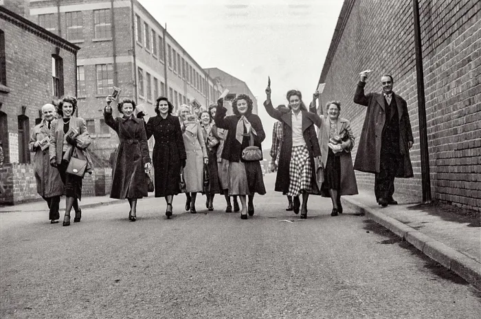 Framed Print : Aristoc staff celebrating, Nottingham, Langley Mill Date: 1950 Framed Print : Aristoc staff celebrating, Nottingham, Langley Mill Date: 1950