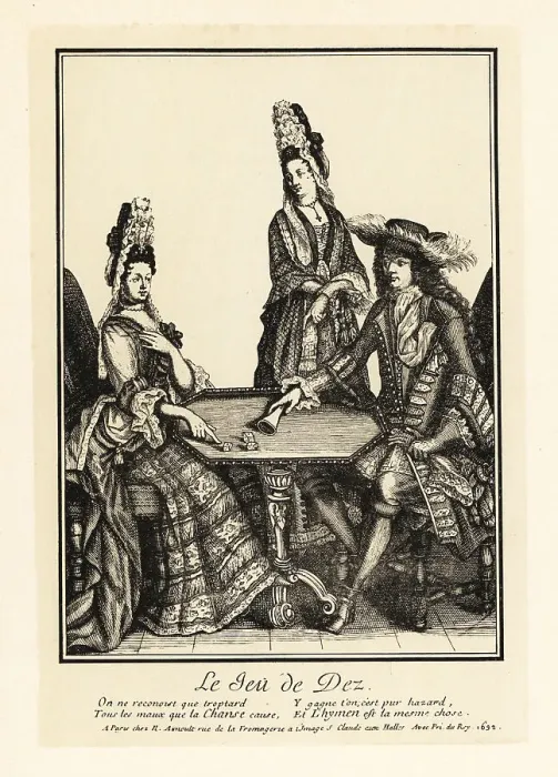 Framed Print : Aristocrats playing a game of dice, 17th century Framed Print : Aristocrats playing a game of dice, 17th century