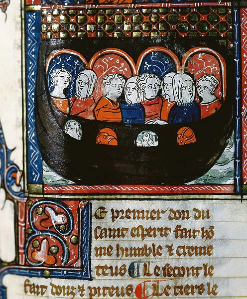 The Ark of Noah. Miniature. Doctrine Chretienne. 13th centur