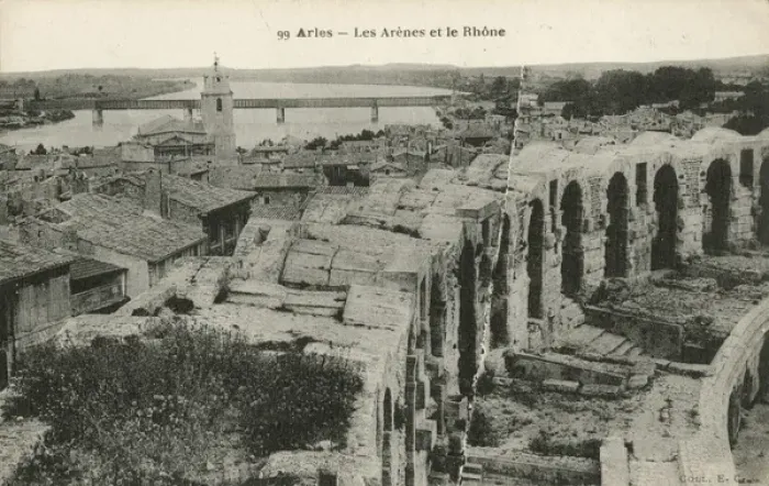 Framed Print : Arles, France - edge of ruined amphitheatre and Rhone Framed Print : Arles, France - edge of ruined amphitheatre and Rhone