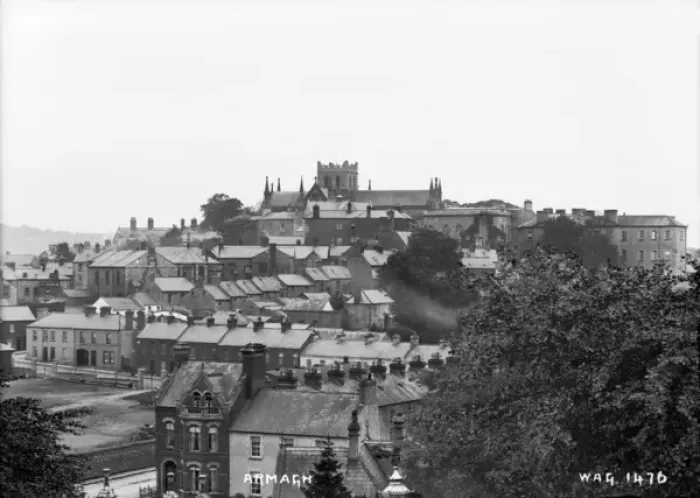 Framed Print : Armagh - an elevated view looking over the rooftops to the Cathedral Framed Print : Armagh - an elevated view looking over the rooftops to the Cathedral