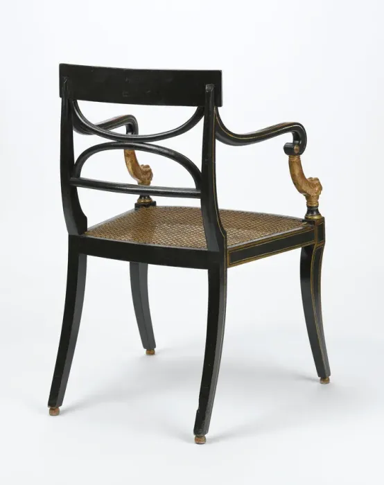 Framed Print : Armchair made from beech, painted and gilded with a carved lions paw detail on the arms Framed Print : Armchair made from beech, painted and gilded with a carved lions paw detail on the arms
