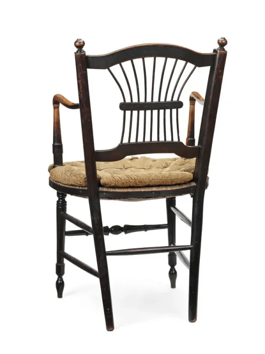 Framed Print : Armchair. Rossetti armchair, ebonised wood with rush seat Framed Print : Armchair. Rossetti armchair, ebonised wood with rush seat
