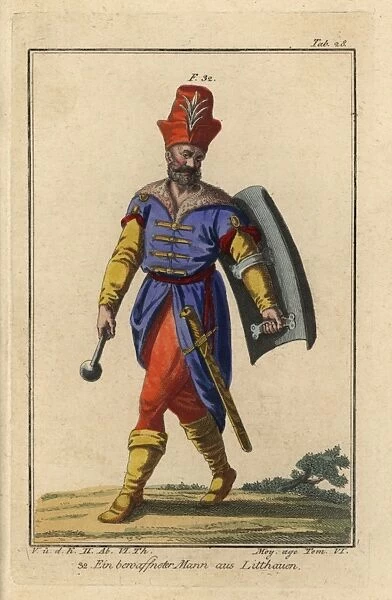 Armed man of Lithuania, with mace, sword