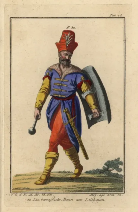 Framed Print : Armed man of Lithuania, with mace, sword Framed Print : Armed man of Lithuania, with mace, sword