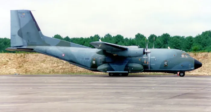 Framed Print : Armee de l'Air - Transall C-160F 61-MM / F18 (msn F18), of ET 061. (Transall - TRANSport ALLianz / Armee de l'Air - French Air Force). Date: circa 1995 Framed Print : Armee de l'Air - Transall C-160F 61-MM / F18 (msn F18), of ET 061. (Transall - TRANSport ALLianz / Armee de l'Air - French Air Force). Date: circa 1995