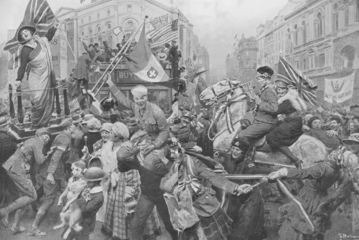 Framed Print : Armistice Week Rejoicings in the West End Framed Print : Armistice Week Rejoicings in the West End