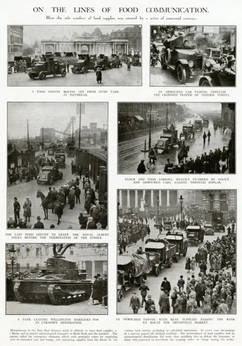 Framed Print : Armoured convoy of food supplies: General strike 1926 Framed Print : Armoured convoy of food supplies: General strike 1926