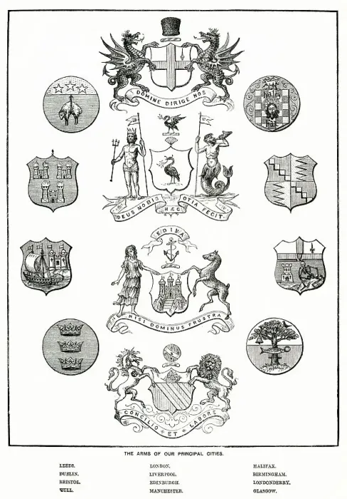 Framed Print : Arms of Principal Cities in Britain Framed Print : Arms of Principal Cities in Britain