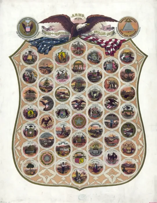 Framed Print : Arms of the states and territories of the American union Framed Print : Arms of the states and territories of the American union