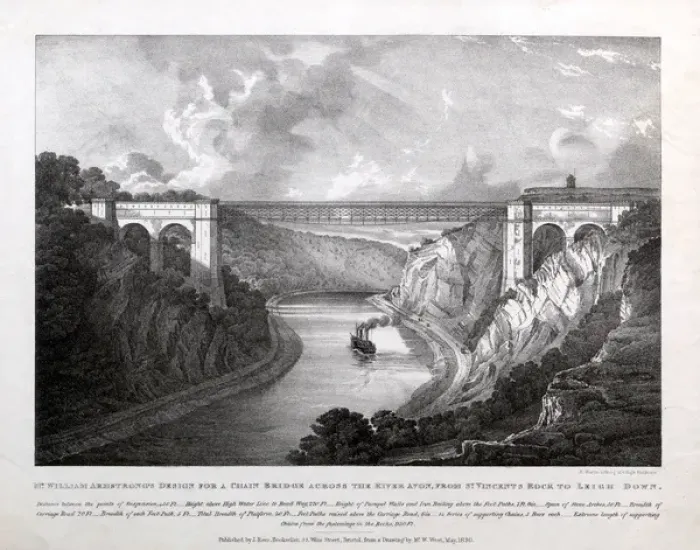 Framed Print : Armstrongs design for a chain bridge across the River Avon Framed Print : Armstrongs design for a chain bridge across the River Avon