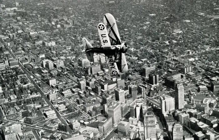Framed Print : US Army Corps, aircraft over Detroit, Michigan, USA Framed Print : US Army Corps, aircraft over Detroit, Michigan, USA