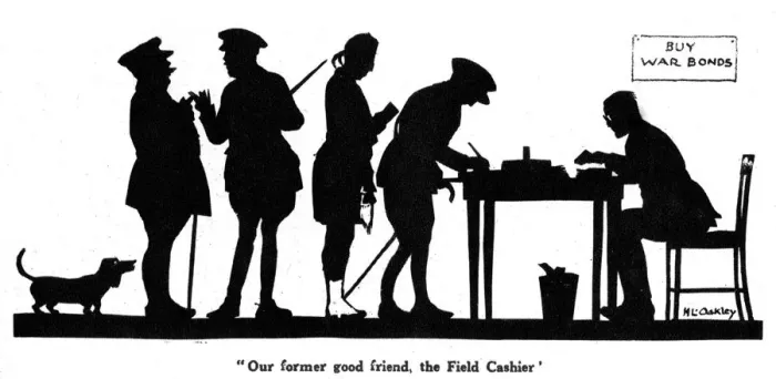 Framed Print : An Army Field Cashier exchanging currency Framed Print : An Army Field Cashier exchanging currency