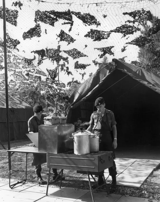 Framed Print : Army field kitchen at Aldershot, Hampshire Framed Print : Army field kitchen at Aldershot, Hampshire