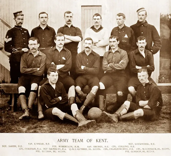 Framed Print : Army Football Team of Kent, 1890s Framed Print : Army Football Team of Kent, 1890s
