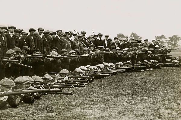 Army recruits at Lincoln Racecourse, WW1