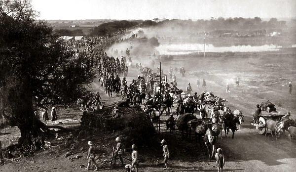 Army train, Delhi exercises, India 1886 (Lala Deen Dayal)