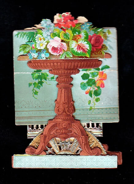 Arrangement of flowers on a table on a Christmas card
