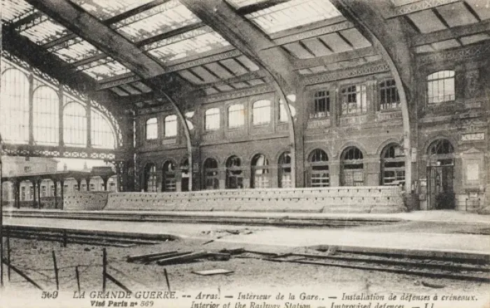 Framed Print : Arras Station - improvised defences Framed Print : Arras Station - improvised defences
